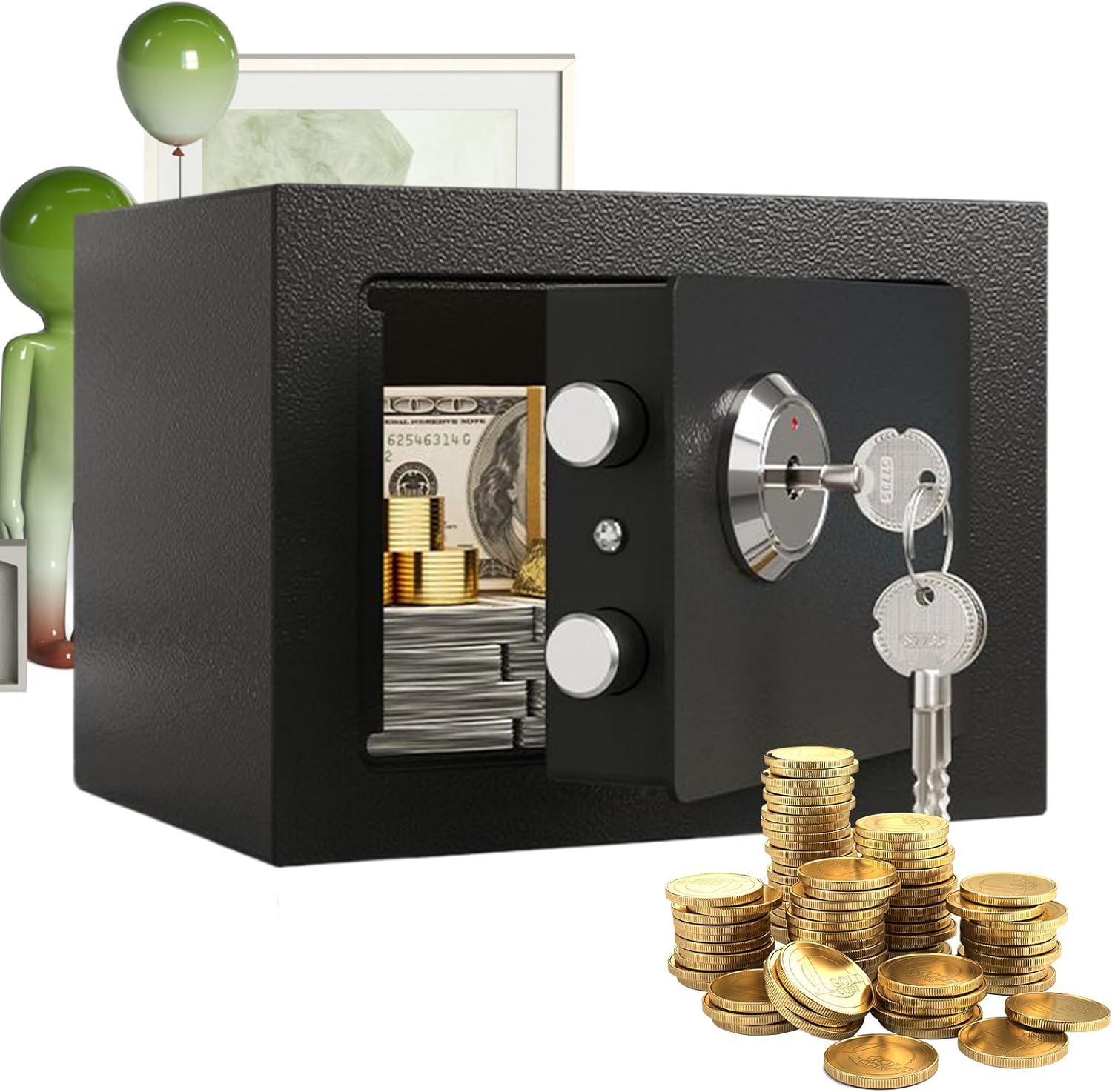 金庫大型 48L 指紋認証 家庭用 4種類解錠 家庭用人気 アラーム機能付き